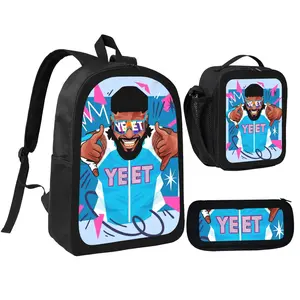 YEET Bold Design Backpack 3-Piece Set - Bundle with Pencil Case, Lunch Bag for Students, School-Use Functional Bag, Bold Yeet Design