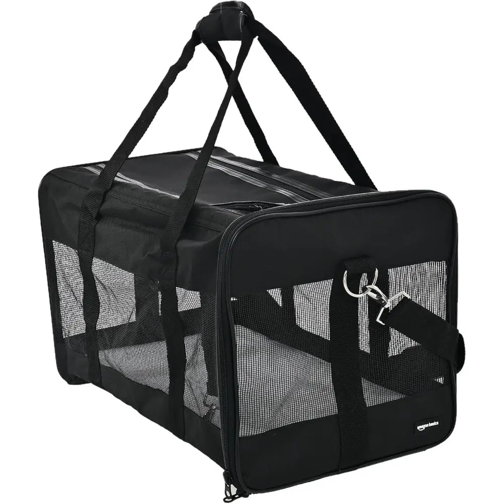 Soft-Sided Mesh Pet Travel Carrier with Shoulder Strap, Removable Washable Fleece Pad, Top Opening, Ventilation for Dog Cat, Foldable Large Capacity Puppy Carrier