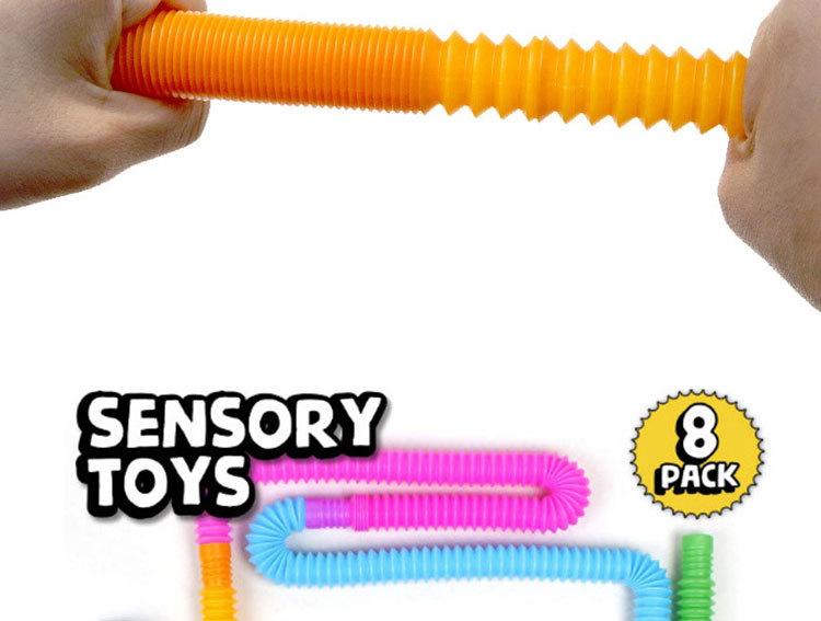 Children's stress-relieving toy telescopic tube, corrugated DIY sensory colorful stretchable tube, stress-relieving toy