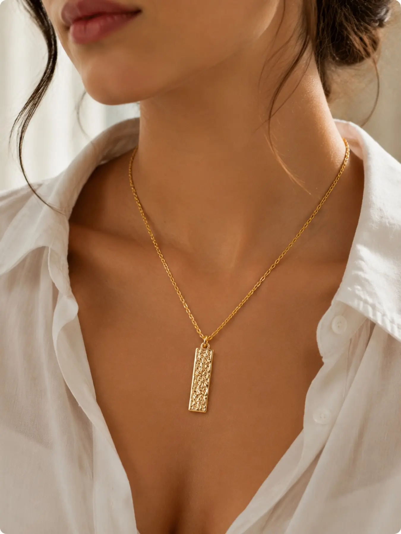 Textured Bar Necklace for Women, Minimalist Adjustable Choker, Elegant Office Jewelry, Everyday Layered Necklace Gift