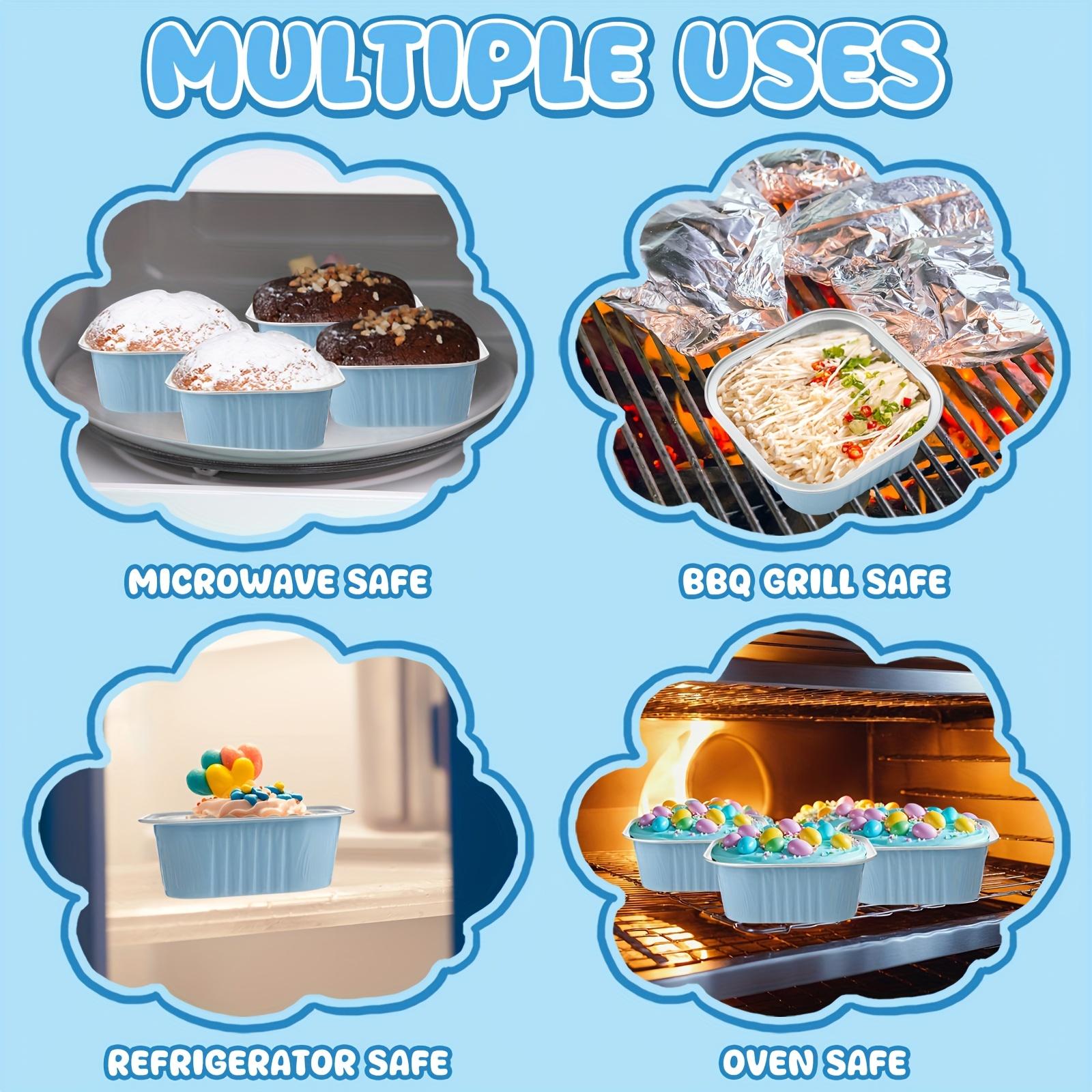 For Valentine's Day, Birthdays & Baking, Mini Dessert Baking & Packing Solution, 10oz Square Aluminum Foil Baking Pans, Sealed Lid High Temp Resistant, Effortlessly Handle Mini Dessert Baking & Packing, 100 Pack