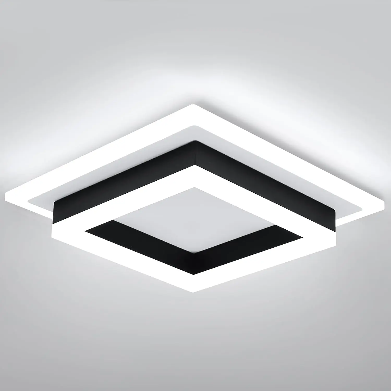 32W Modern LED Ceiling Light, Small Flush Mount Light Fixture, 6500K Cold White Ceiling Lamp, Square Hallway Lighting Fixtures for Living Room Bedroom Bathroom Kitchen (White, Cold White)