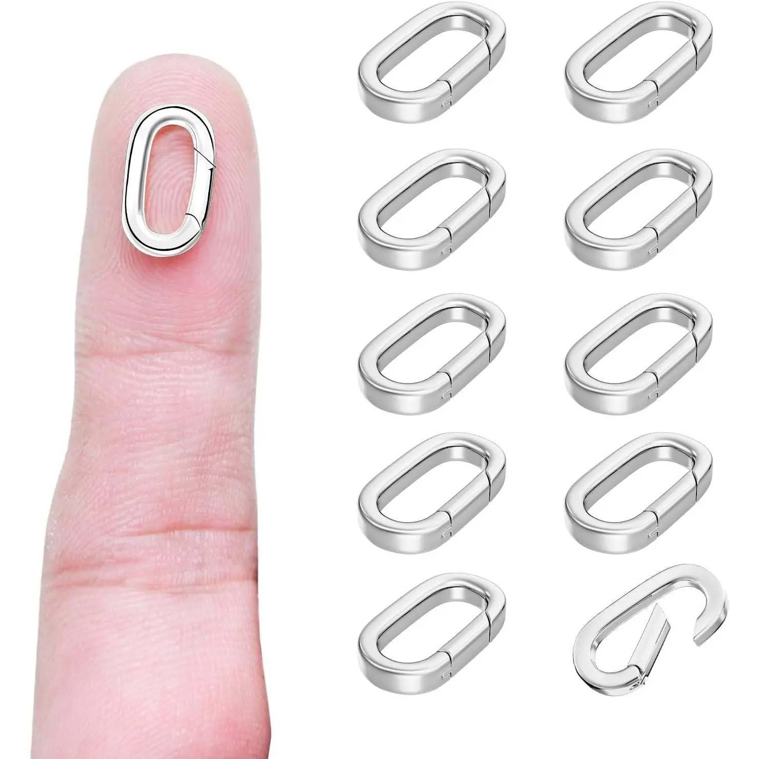10 count Carabiner Clip Pendant Clasps –  Necklace Clasp and Closures, Bracelet Charm Connector for Women