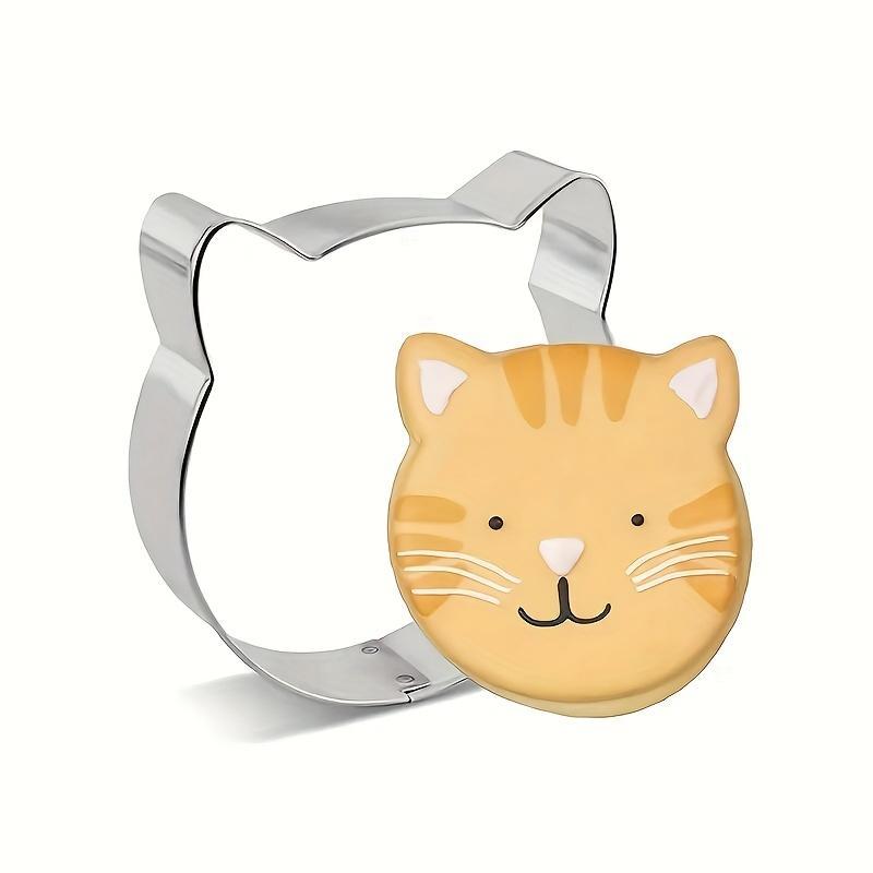 1pc of Stainless Steel Cute Cat Cookie Cutter, Cartoon Creative Baking Mold, Fruit Cutting Mold