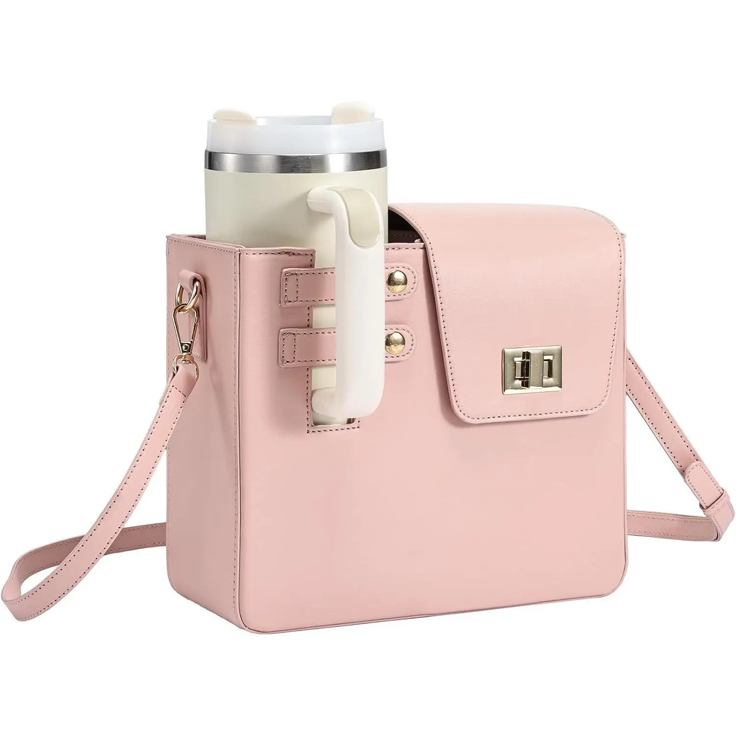 Outdoor Portable Crossbody Water Cup Purse Bag Water Bottle Carrier Bag with Phone Pocket Tumbler Carrier with Strap
