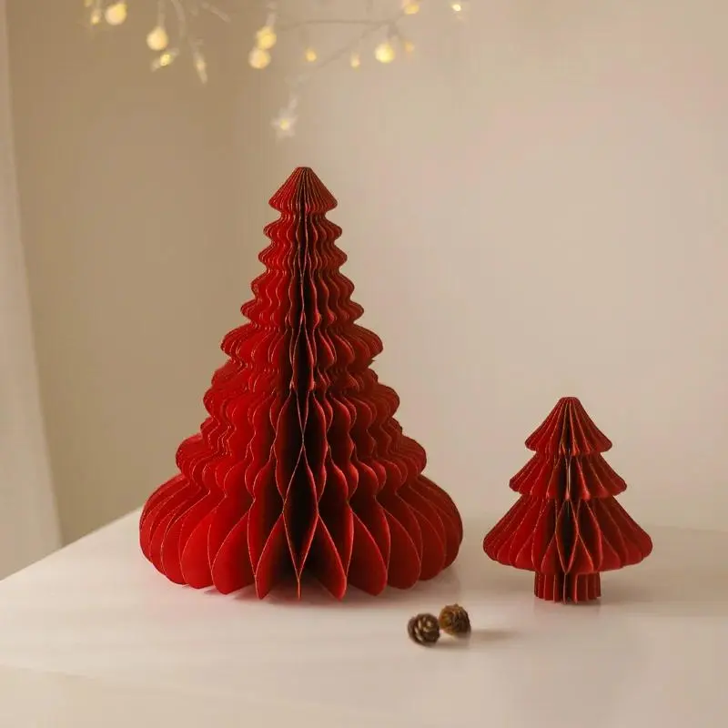 Christmas Tree Honeycomb Ball Decoration 3D Merry Christmas Ornament Paper Hanging Xmas Tree Model 2026 Party Favors Navidad