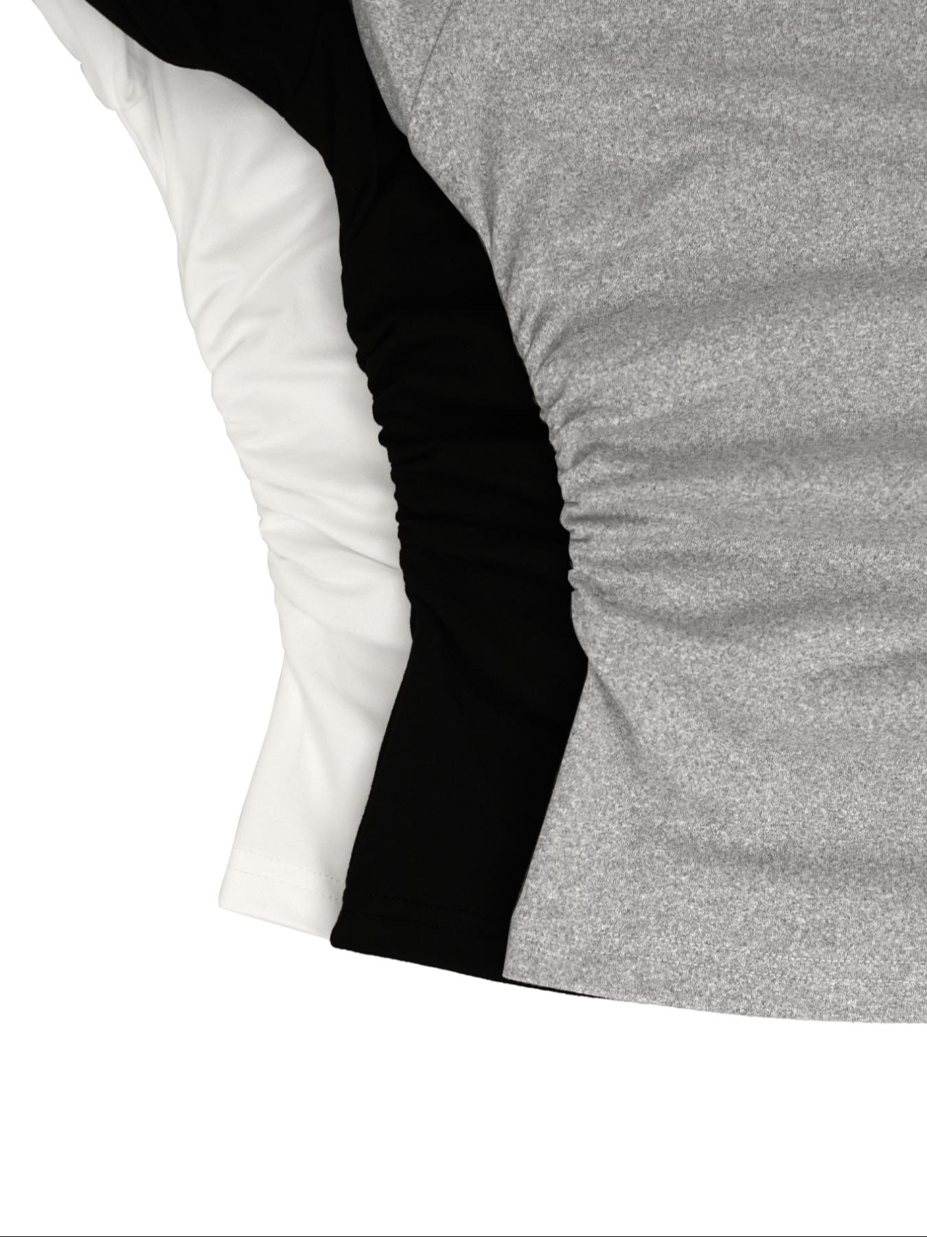 3pcs women's casual and fashionable Aesthetic slim fit small bow print details simple solid color pleated pullover shirt women's round neck long sleeved three piece T-shirt