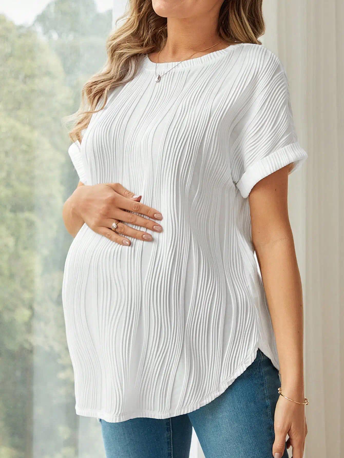 Maternity short-sleeve tops, casual summer white and black T-shirts, maternity blouses