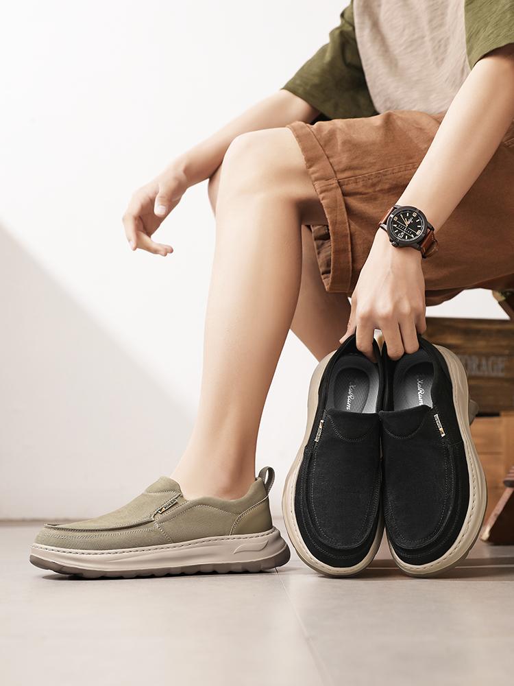 Men's Breathable Canvas Slip-Ons – Ultra Light, No Smell, Soft Sole Summer Shoes  5822