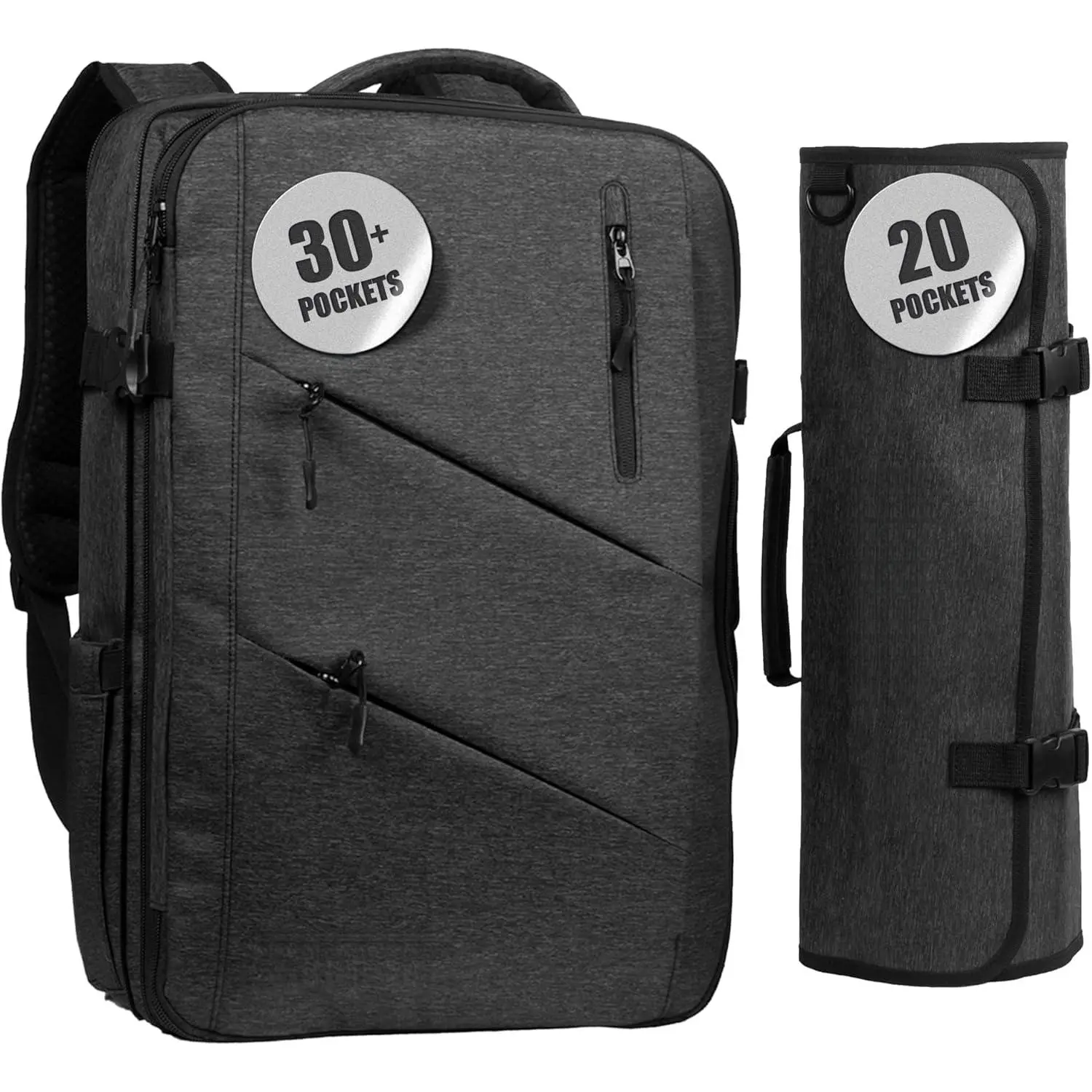 Chef Knife Backpack with 20-Pocket Knife Roll Bag - Over 30 Storage Pockets Chef Bag, Professional Backpack for Chefs and Culinary Students – Knives Not Included (Black)