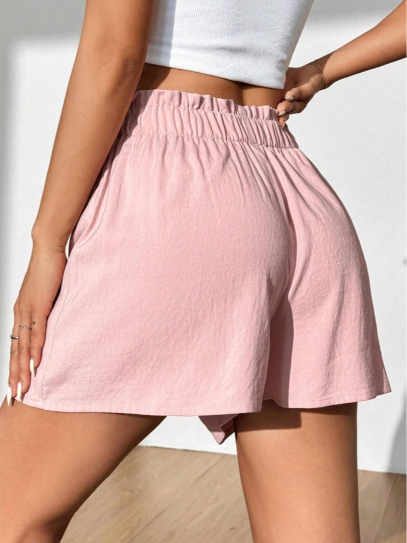 Women's Solid Color Wide Leg Shorts, Casual Relaxed Shorts, Casual Comfy Bottoms for Daily Wear, Ladies Bottoms for Summer