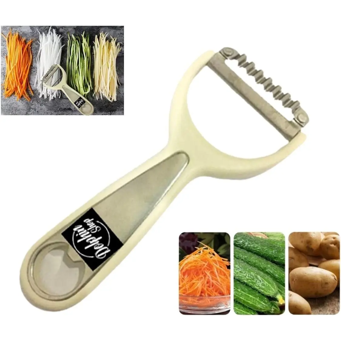 Hand Operated Papaya Peeler & Multi-Slicer Shredder, Portable Hand-Held Kitchen Blade Cutter Tool for Fruits & Vegetables, 1Pc (A), Hand Operated Peelers, Multi-Slicer Peelers