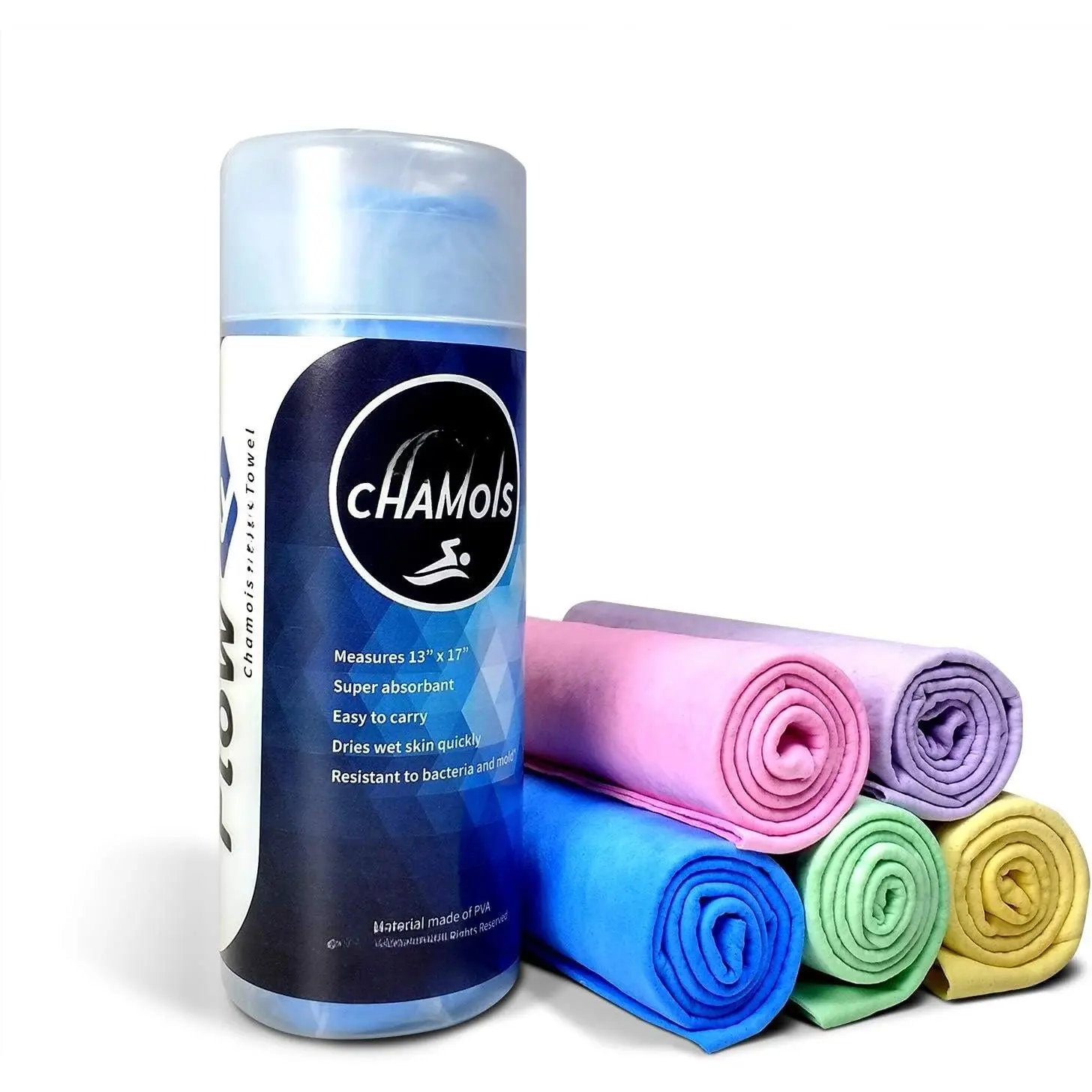 Chamois - Quick Dry Towel for ming, Diving, Triathlons, and Other Water  (Blue)