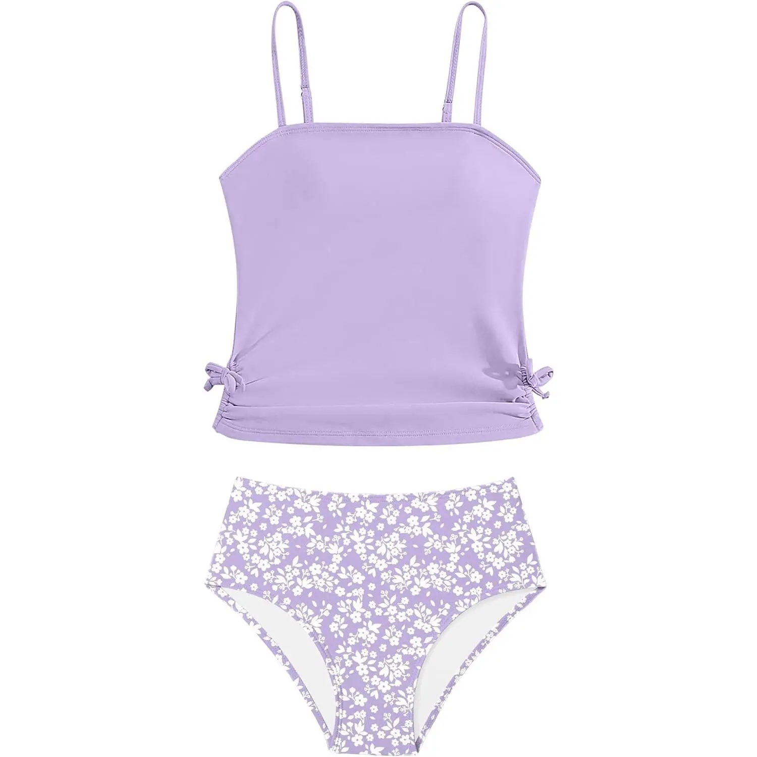 Girls Tankini Swimsuits Two Piece Bathing Suit Drawstring Swimwear Set for Girls 7-18 Years