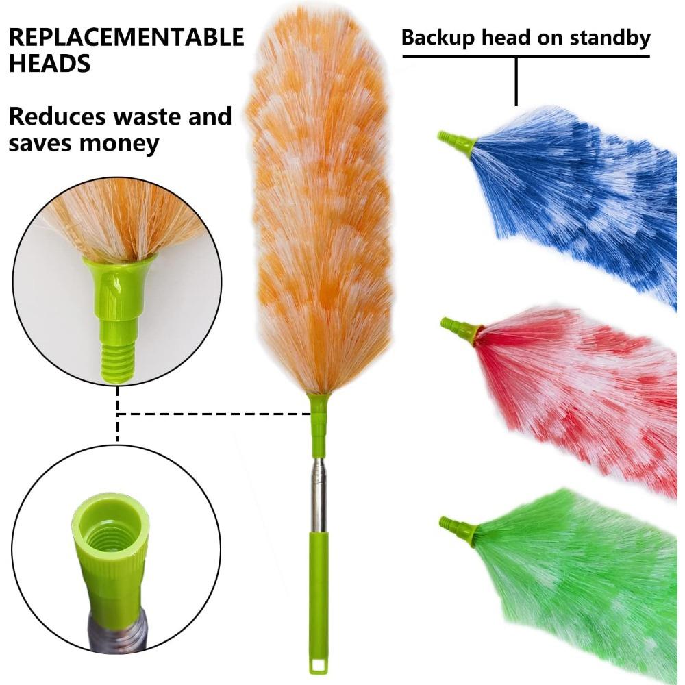 Washable Electrostatic Duster Pack, Extendable Pole 25" to 55", Feather Duster for Cleaning