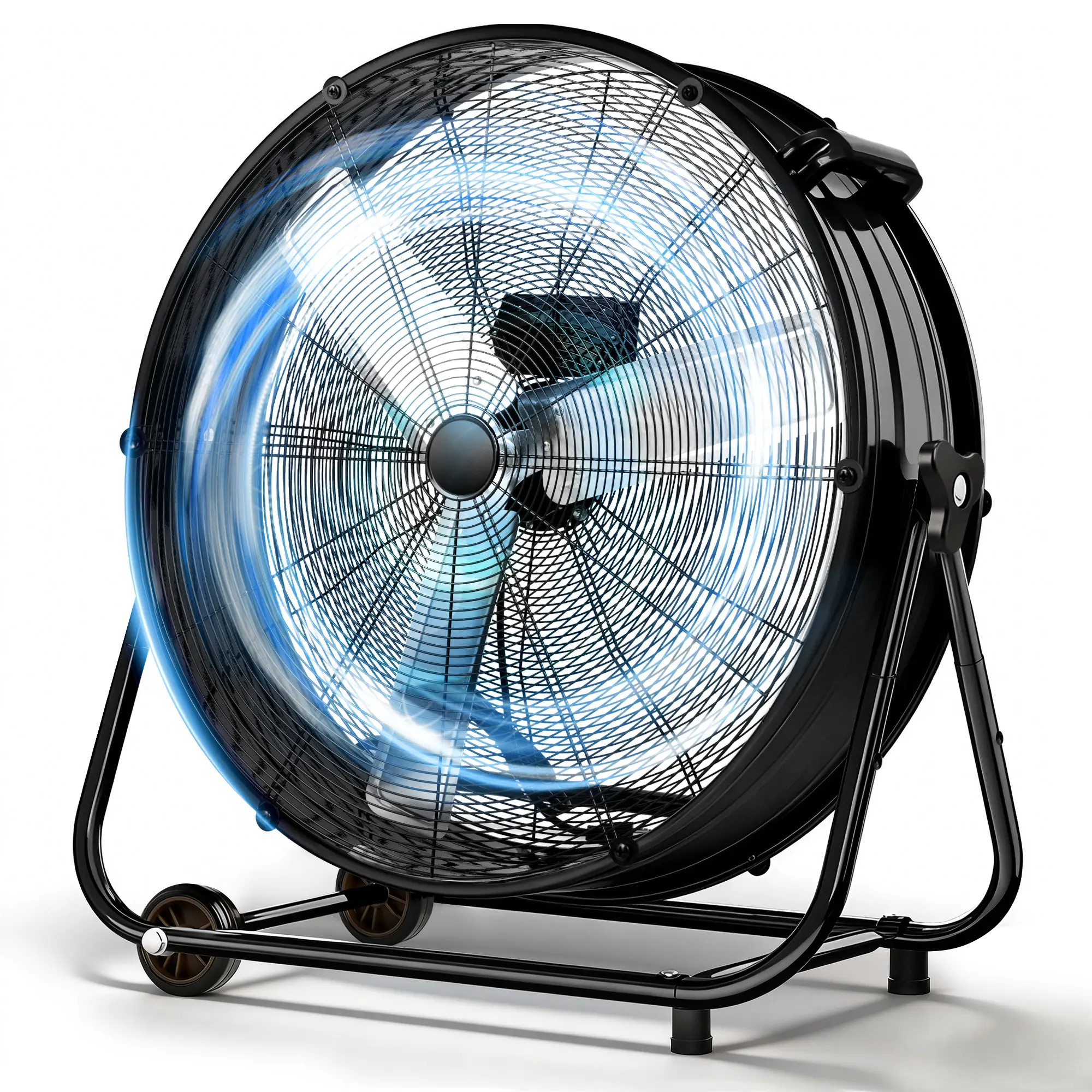 360° Tilt for Garage, High Velocity 13000 CFM Industrial Drum Fan, 3-Speed Portable Air Circulator with Wheels, Warehouse, Workshop, Factory and Basement