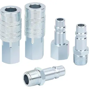 1/2" High Flow Air Hose Quick Connect Fittings Set, 2PCS I/M Industrial Type 1/2" FNPT Couplers, 3PCS 1/2" NPT Plugs, 5PCS Steel Air Compressor Accessories 300PSI