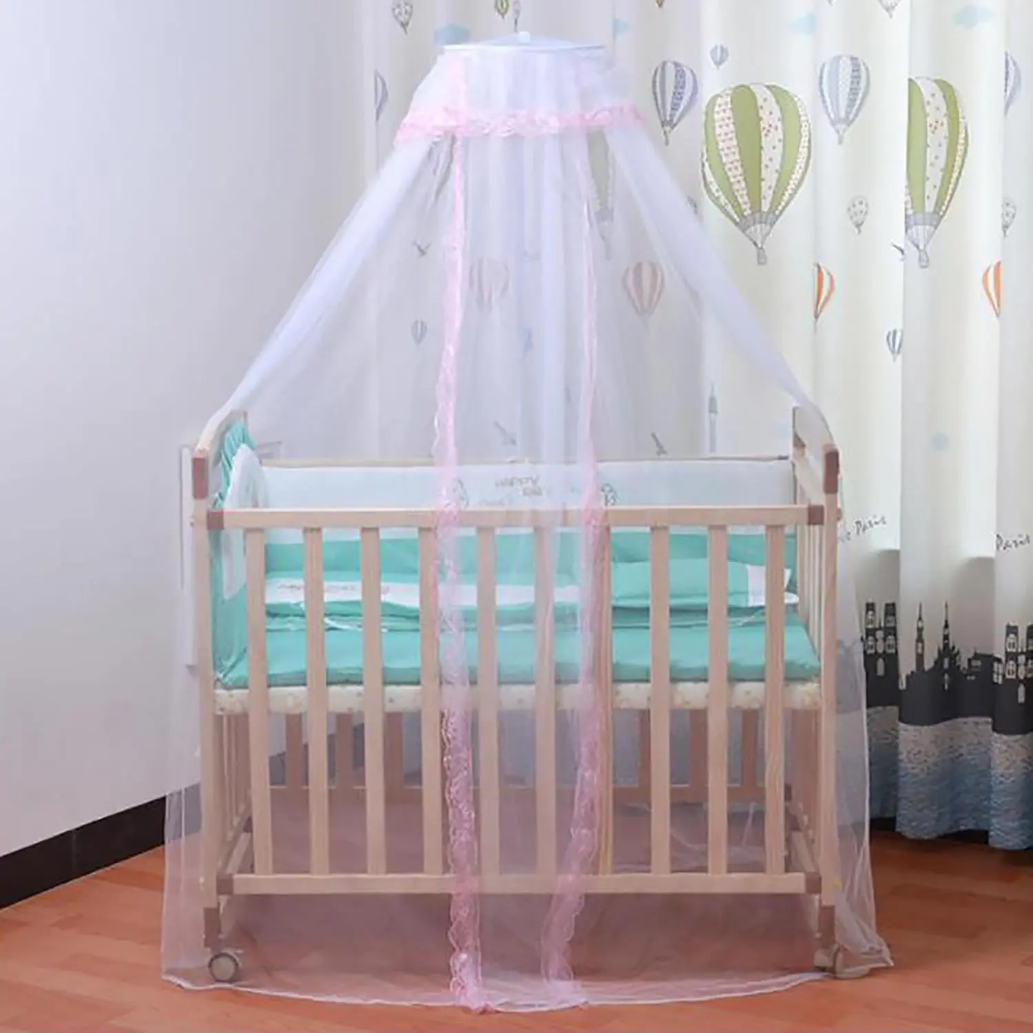Crib Net with Lace, Breathable Crib Netting Bed Curtains for Baby Kids, Toddler Bed Crib Dome Netting Stand