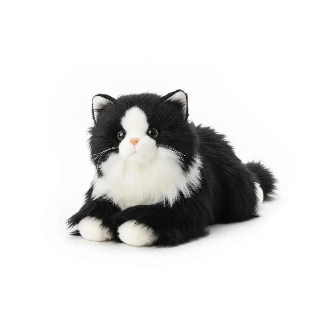Realistic PP Cotton Stuffed Animal Cat, Lifelike Unisex Plush Kitten Toy for Kids, Soft Cuddly Birthday Gift for Collectors