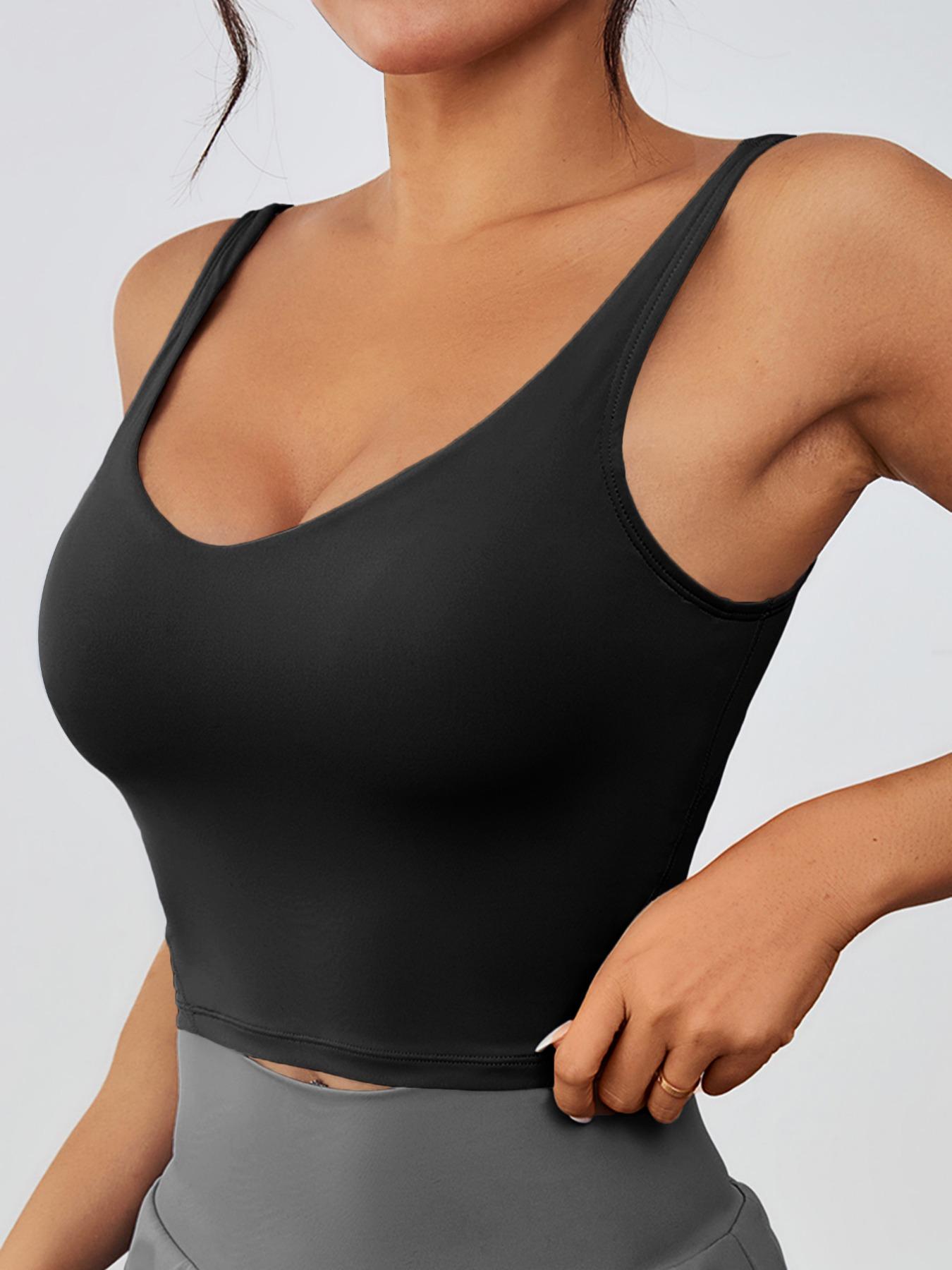 Women's Solid Sports Bra, Quick-Drying Breathable Comfortable Crop Cami Top for Yoga Gym Workout Running, Ladies Sportswear for Indoor and Outdoor Wear