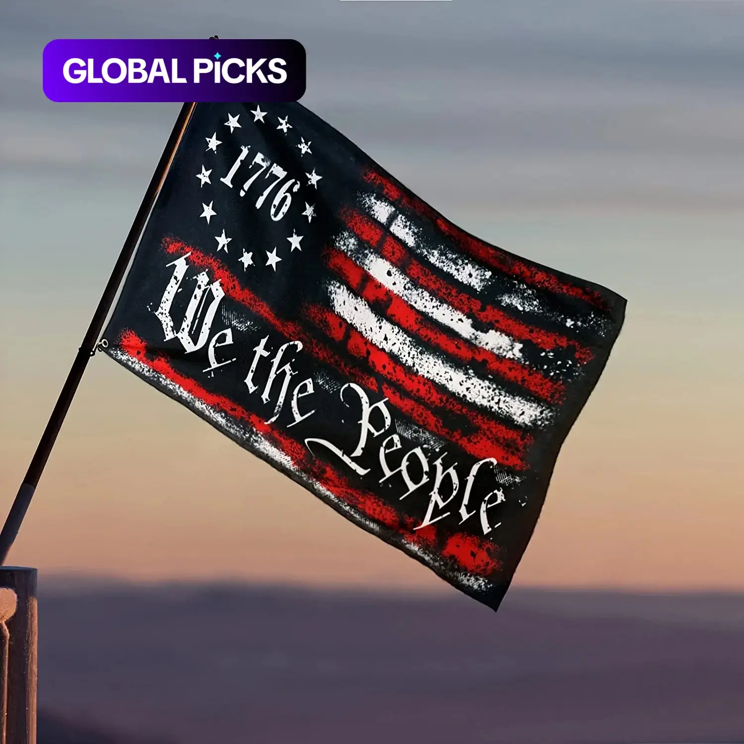 Letter Pattern American Flag, 'We the People' Flags with 2 Grommets, Party Decorations, Party Decor Supplies, Patriotic Bunting Banners, Decorative Banner for Independence Day #GLOBAL PICKS