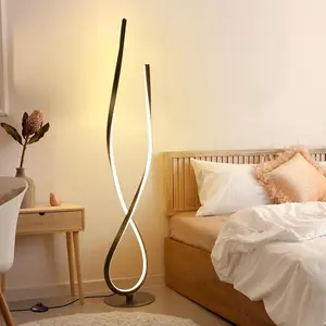 Spiral Floor Lamp, 59" Tall Black LED Modern Standing Floor Lamp with Remote Control, Arched Bright Floor Lamps for Living Room Bedroom Office  (Spiral Floor Lamp)