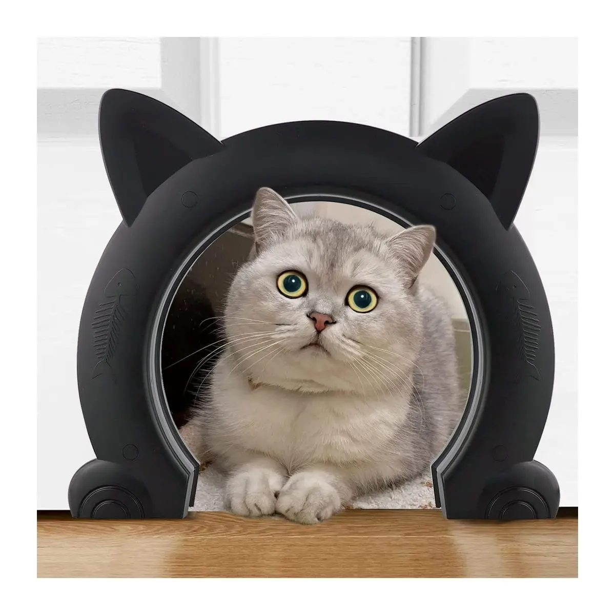 Large Cat Door for Interior Door, Xl Indoor Pet Door for Cats, Kitties, Small Dogs, Black