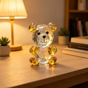 Luxury Crystal Bear Figurine, Transparent Faceted Cartoon Bear, Desktop Healing Decor, Perfect Gift for Girls and Friends, Birthday and Festival Gifts