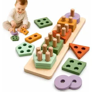 Montessori Wooden Shape Sorter & Stacking Toy for Toddlers 3+, Educational Puzzle that Builds Fine Motor & Cognitive Skillsfidget toys