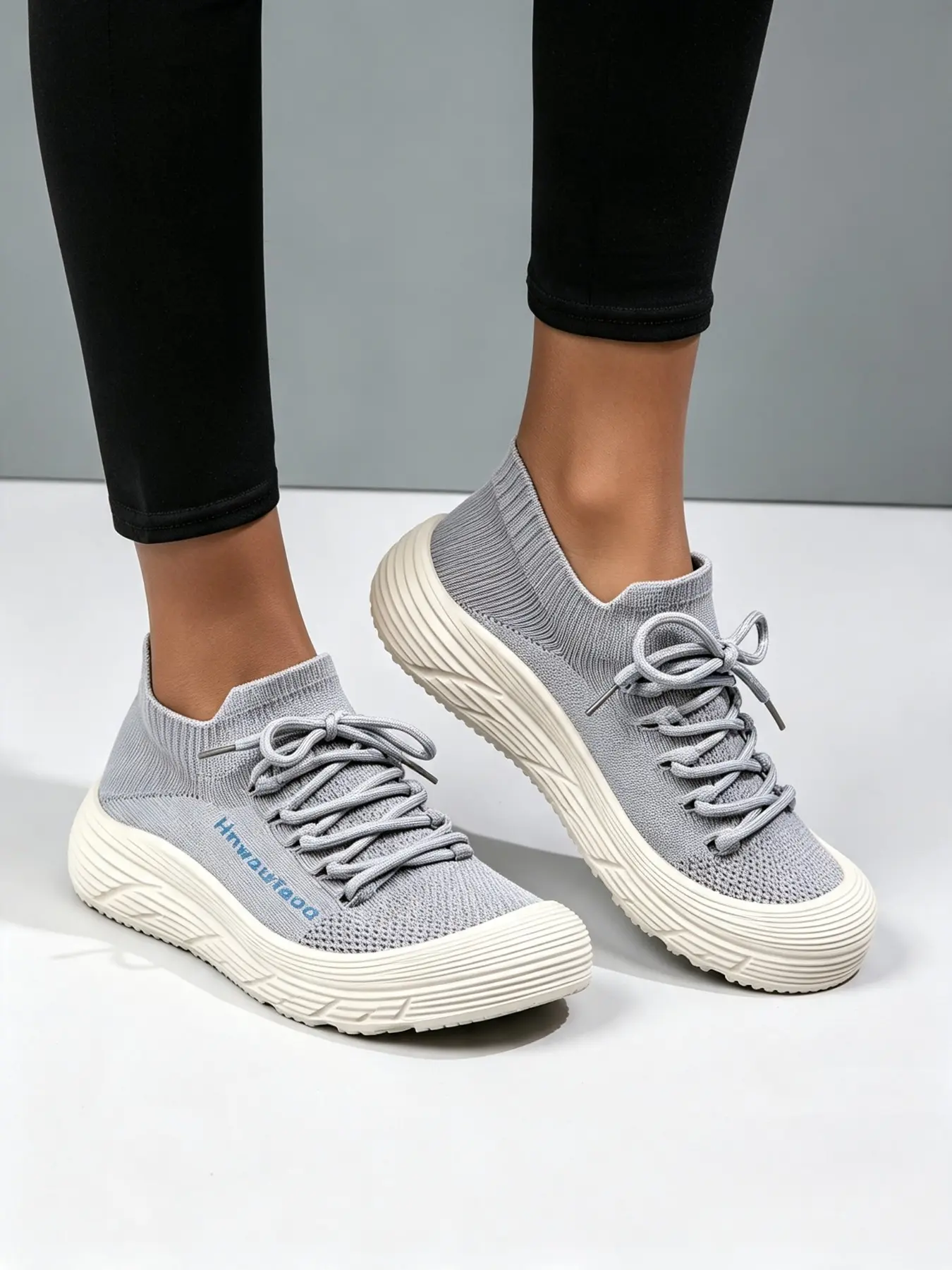 Women's Breathable Mesh Casual Shoes, Lightweight Flatform Sneakers, Round Toe, All-Season, Comfortable for Daily Wear