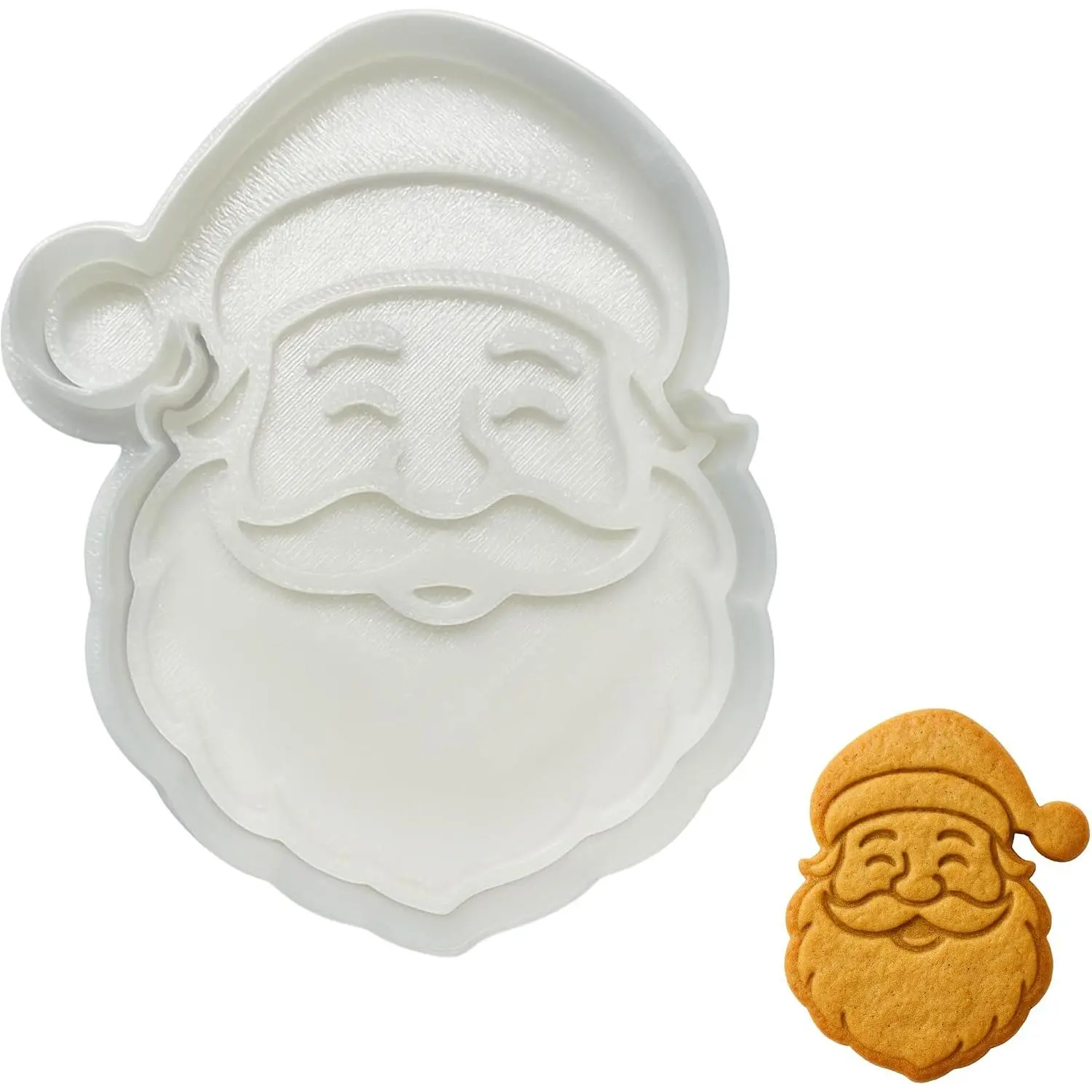 Santa Christmas Cookie  and  Set - 3.5" Christmas Cookie Stamper with Easy Grip Handle for Holiday Baking, Fondant, Clay - Detailed Smiling Santa Claus Design for  Cookies and Crafts