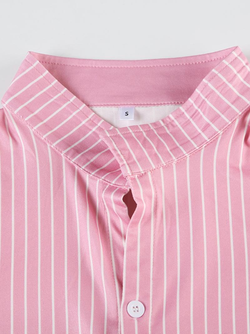 Women's Striped Print Button Front Blouse, Casual Slim-fitting Short Sleeve Shirt for Summer, Ladies Clothes for Daily Wear, Casual Classy Top