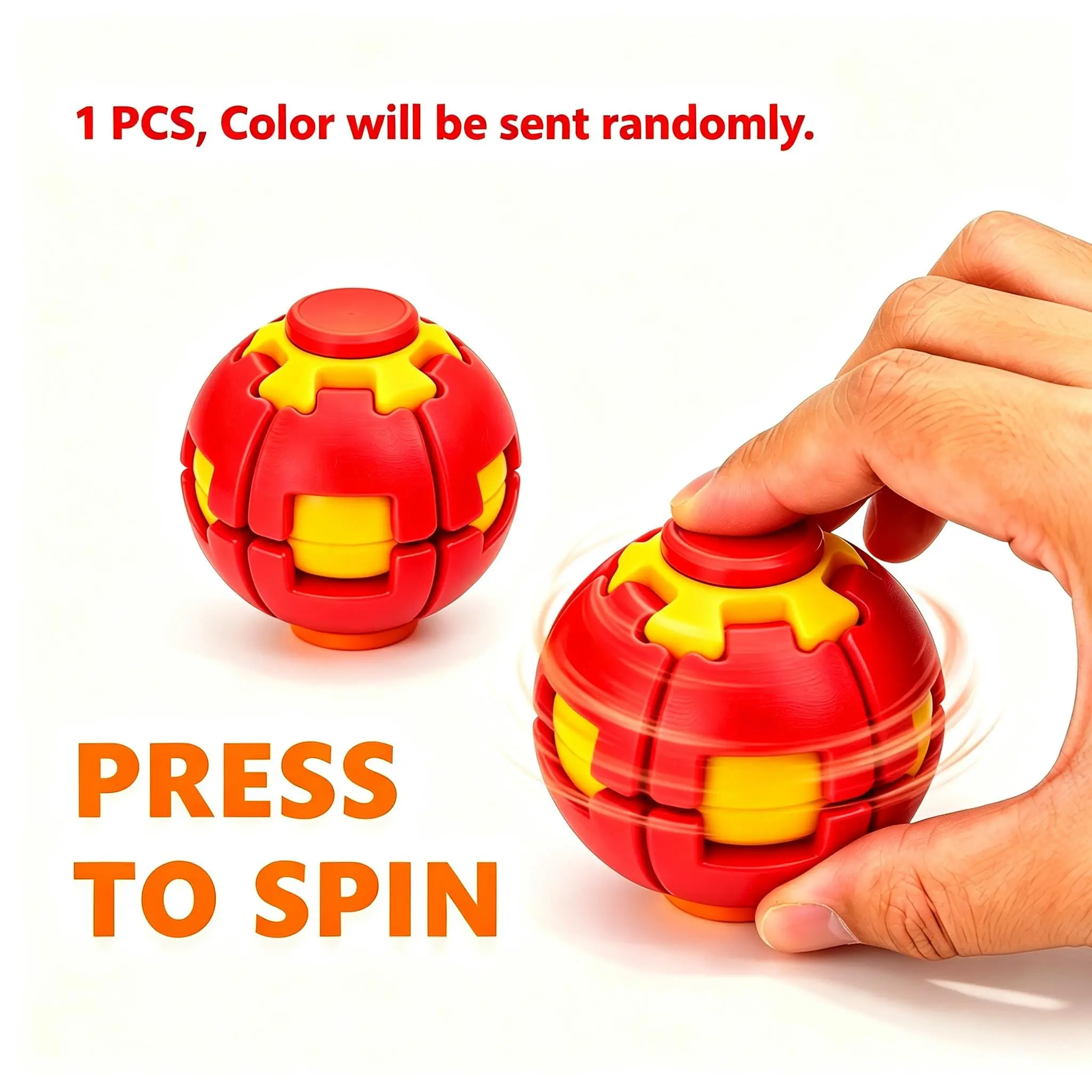 Press Spin Gyro Stress Ball, 3D Printed Press Spin Ball, Office Fun Stress Relief Ball, Ideal Gift for Colleagues and Friends, Home Relaxation