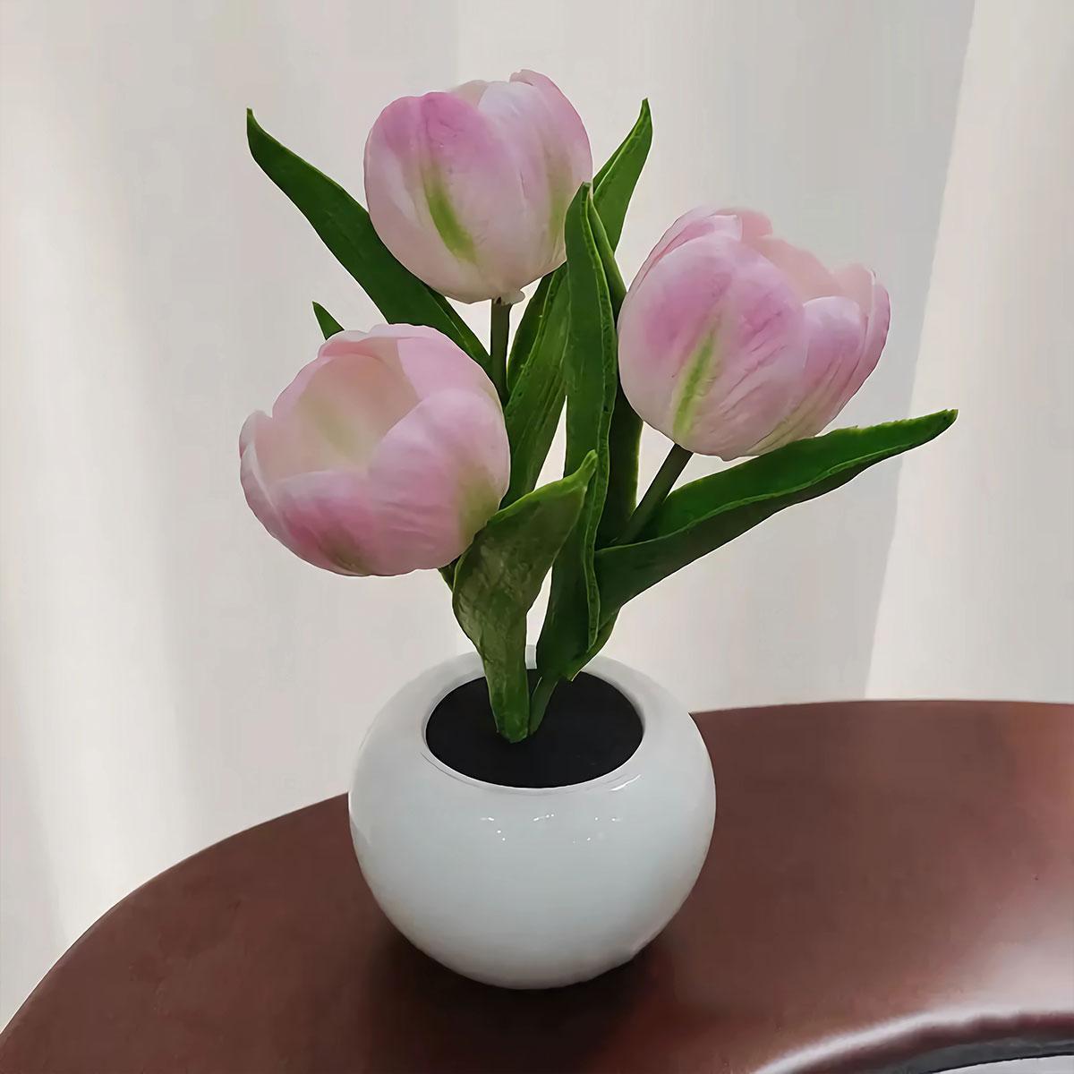 Tulip LED Night Light with Vase, Simulated Tulip Table Lamp for Home and Living Room Decor, Color-Changing Mood Light, Ambient Lighting Multifunctional, Christmas Gift for Girlfriend #TOP PICKS