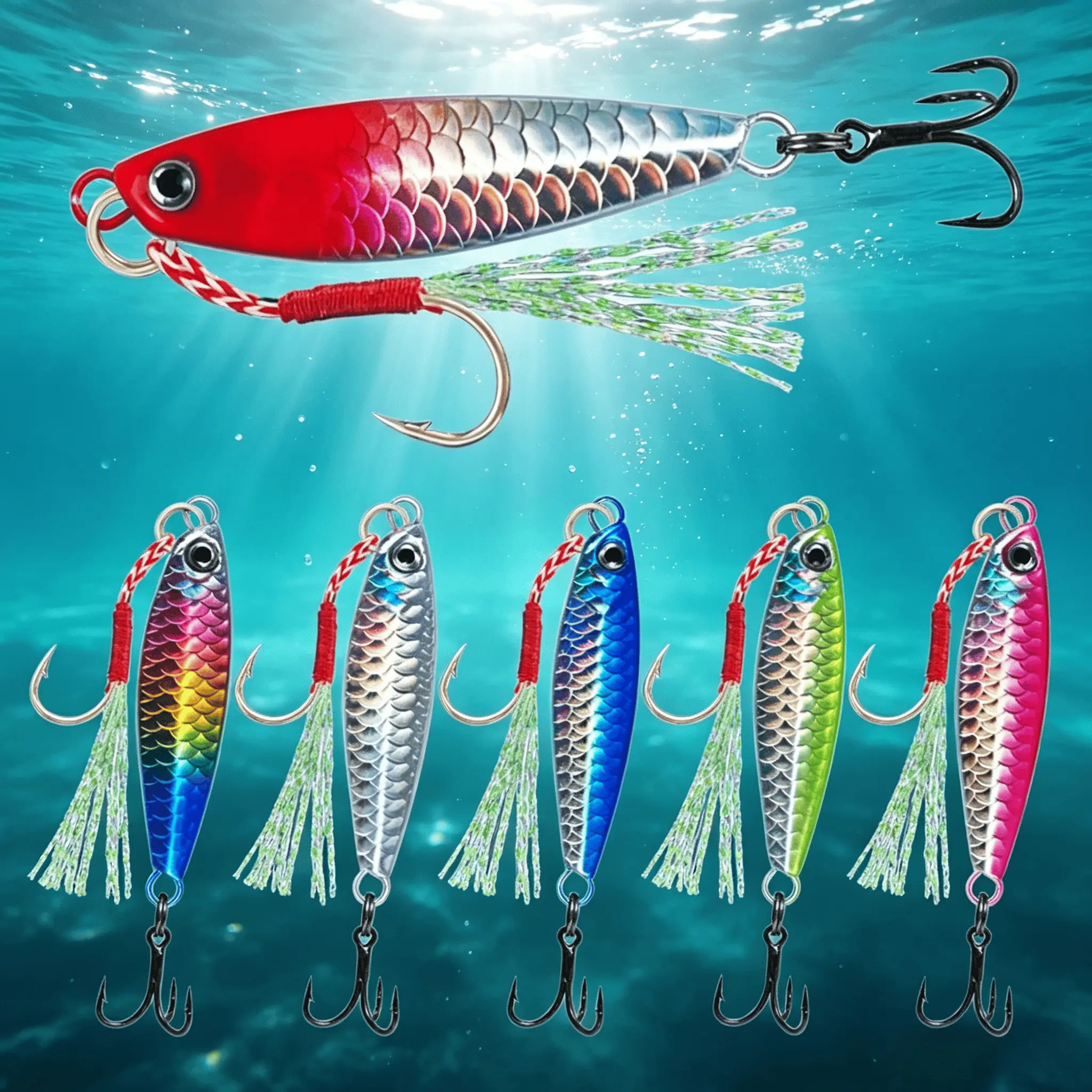 Anti-Rust Alloy Jig Lure with Realistic Scales, Seawater Proof and Balanced Cast for Unisex Deep-Sea Jigging and Saltwater Angling