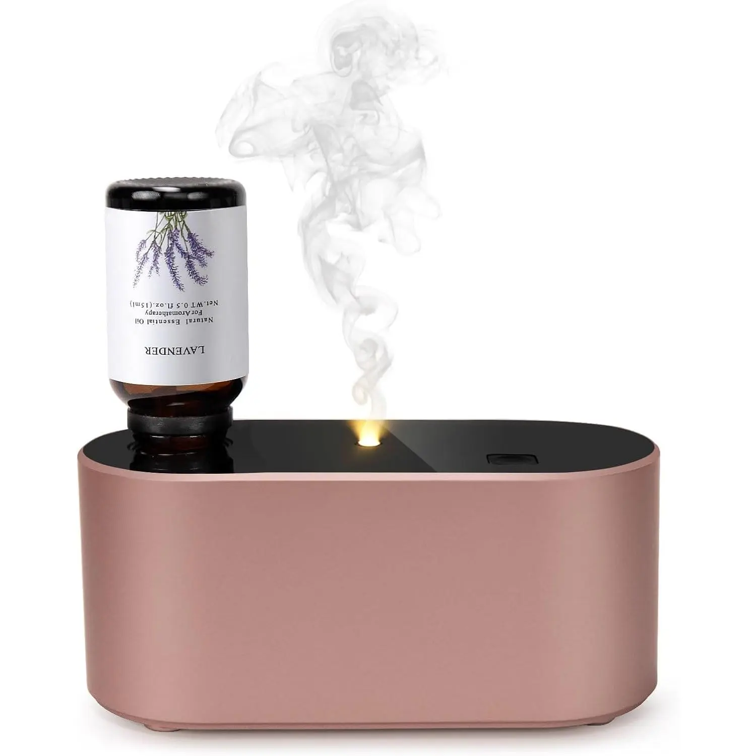 Waterless Diffuser for Essential Oil, Battery Operated Scent Air therapy Diffuser, Mini Diffusers with 3 Intermittent Mist Modes, Cycle Start for Home Office Bedroom - Rose Gold