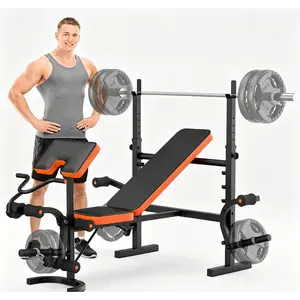 660lb 6-in-1 Adjustable Weight Bench with Multi-Purpose Workout Bench Set With Barbel Rack and Leg Developer for Home Gym Full Body Function Strength Training,Barbell Rack can support up to 990 pounds,dealsforyoudays