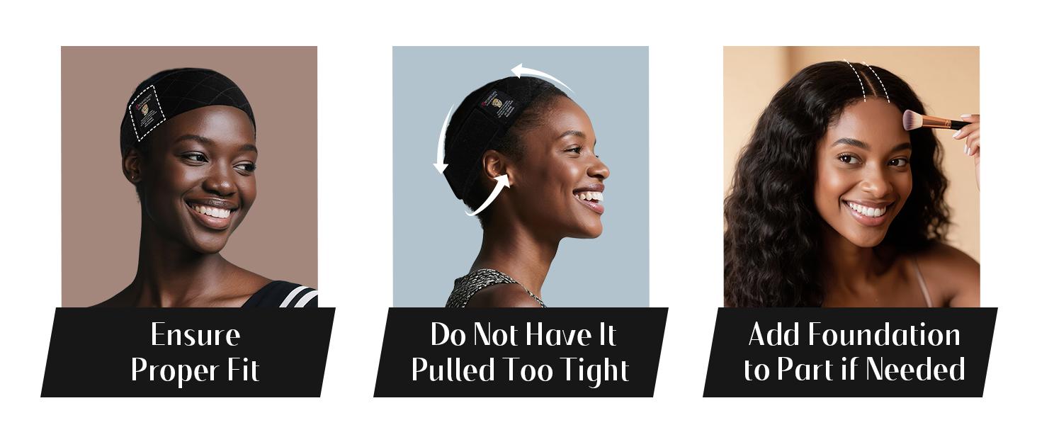 Wig Grip Band, Headband for Keeping Wigs in Place, Black, 2 Pieces