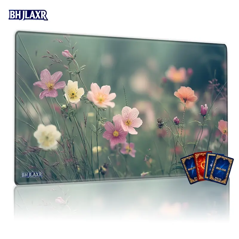 Dreamy Wildflowers Pastel TCG MTG Playmat - 12x24inch Non-Slip, Perfect for Card Game Enthusiasts, Ideal for Family Gatherings & Gift