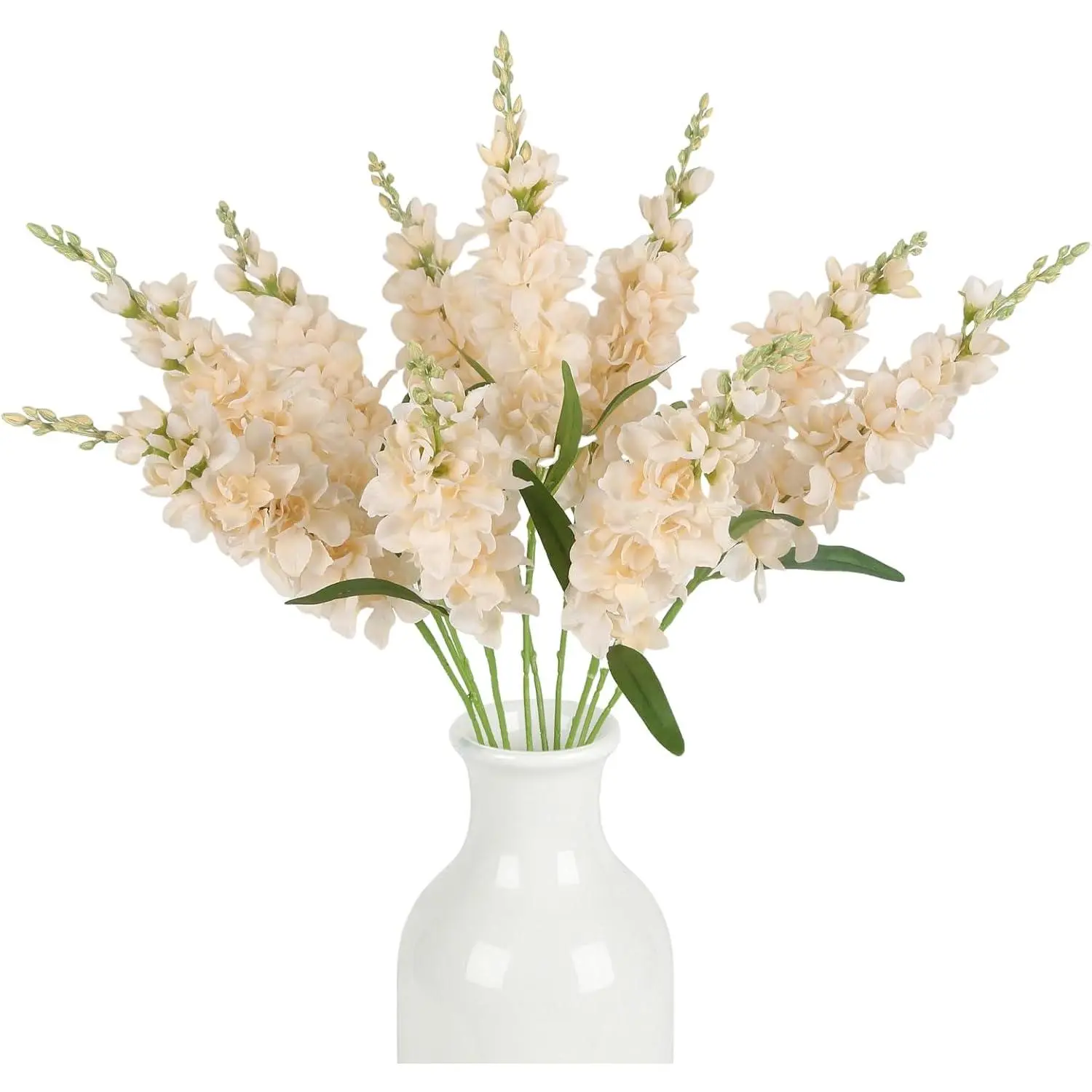 10PCS Champagne Delphinium Artificial Flowers 25.2in Faux Silk Flowers Bulk Larkspur Gladiolus Style Fake Flowers for Vase Home Wedding Centerpiece Table Decor Outdoor Floral Filler(Champagne)