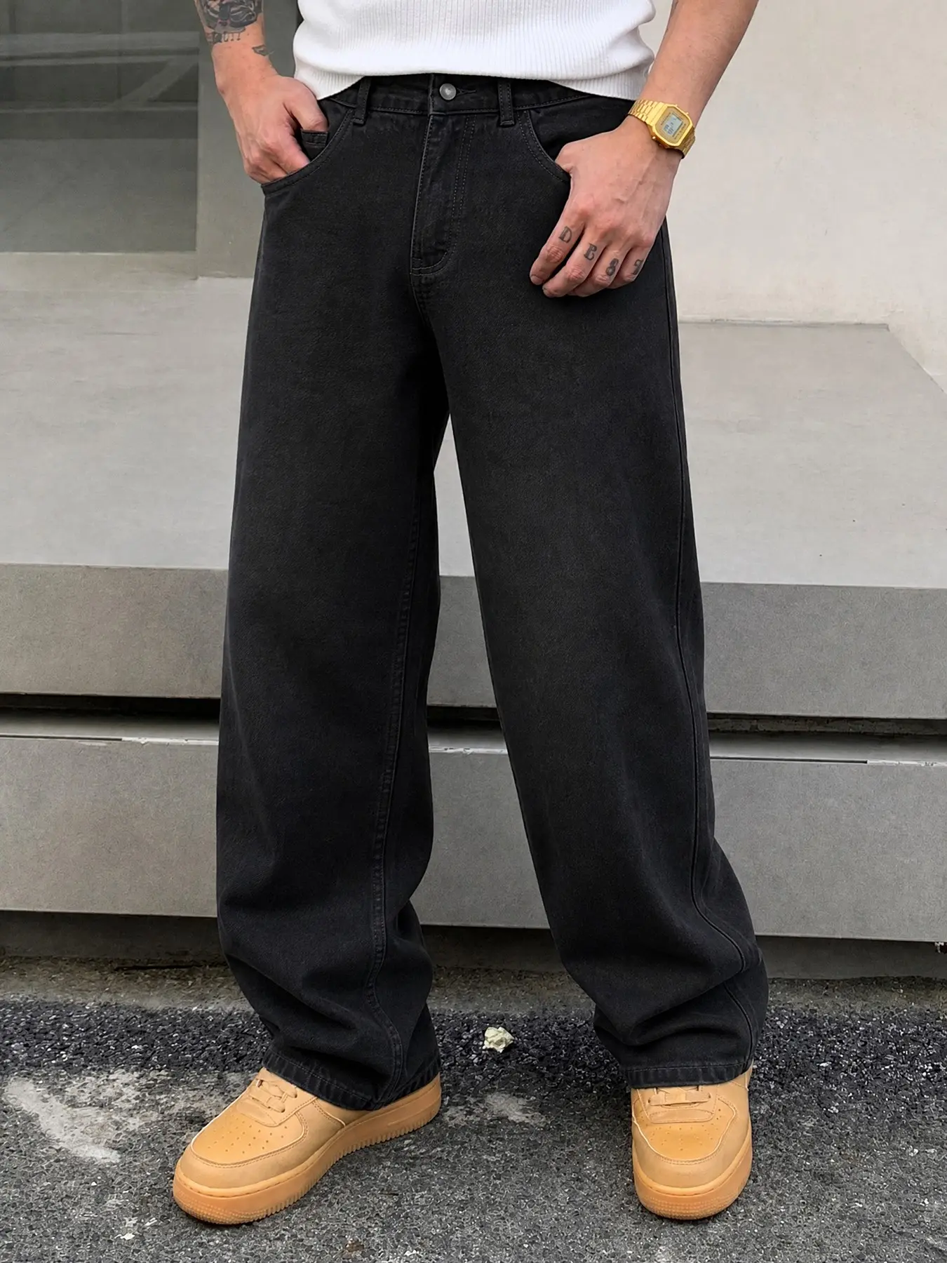 Men's Wide Leg Oversized Jeans, Loose Fit Baggy Denim Jeans, Washed Y2K Classic Style Streetwear, All Season Wear, Unique Washing, Comfortable and Stylish