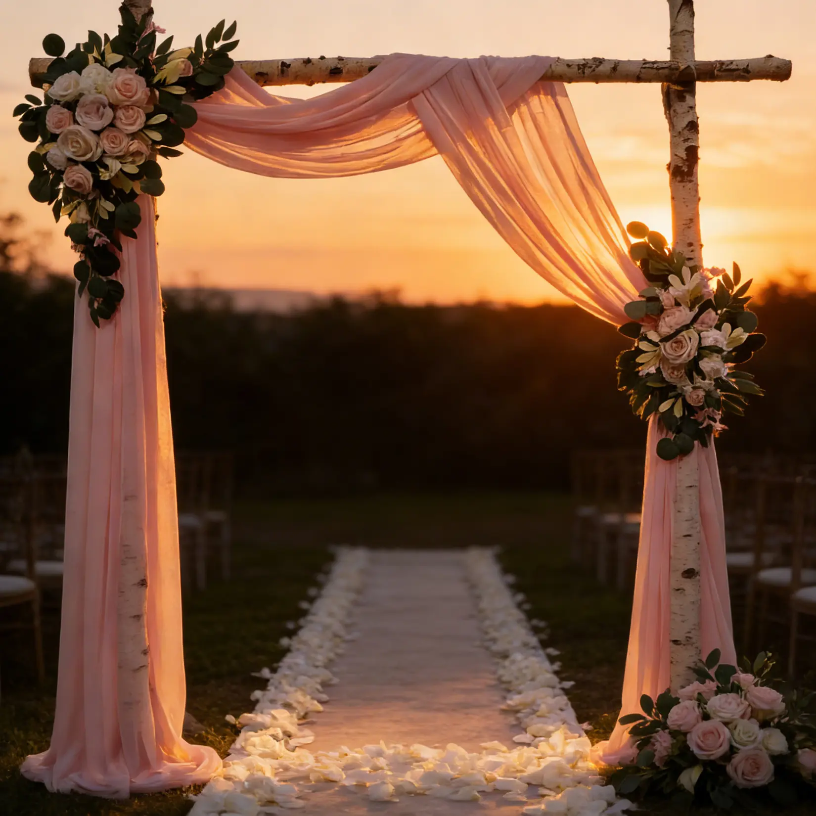 Arch Flowers with Drapes Kit (3 Pieces) - Includes 2Pcs Artificial Flower Arch Decor & 1Pcs Drapes, for Wedding Ceremony Bouquets Reception Backdrop Decoration, White
