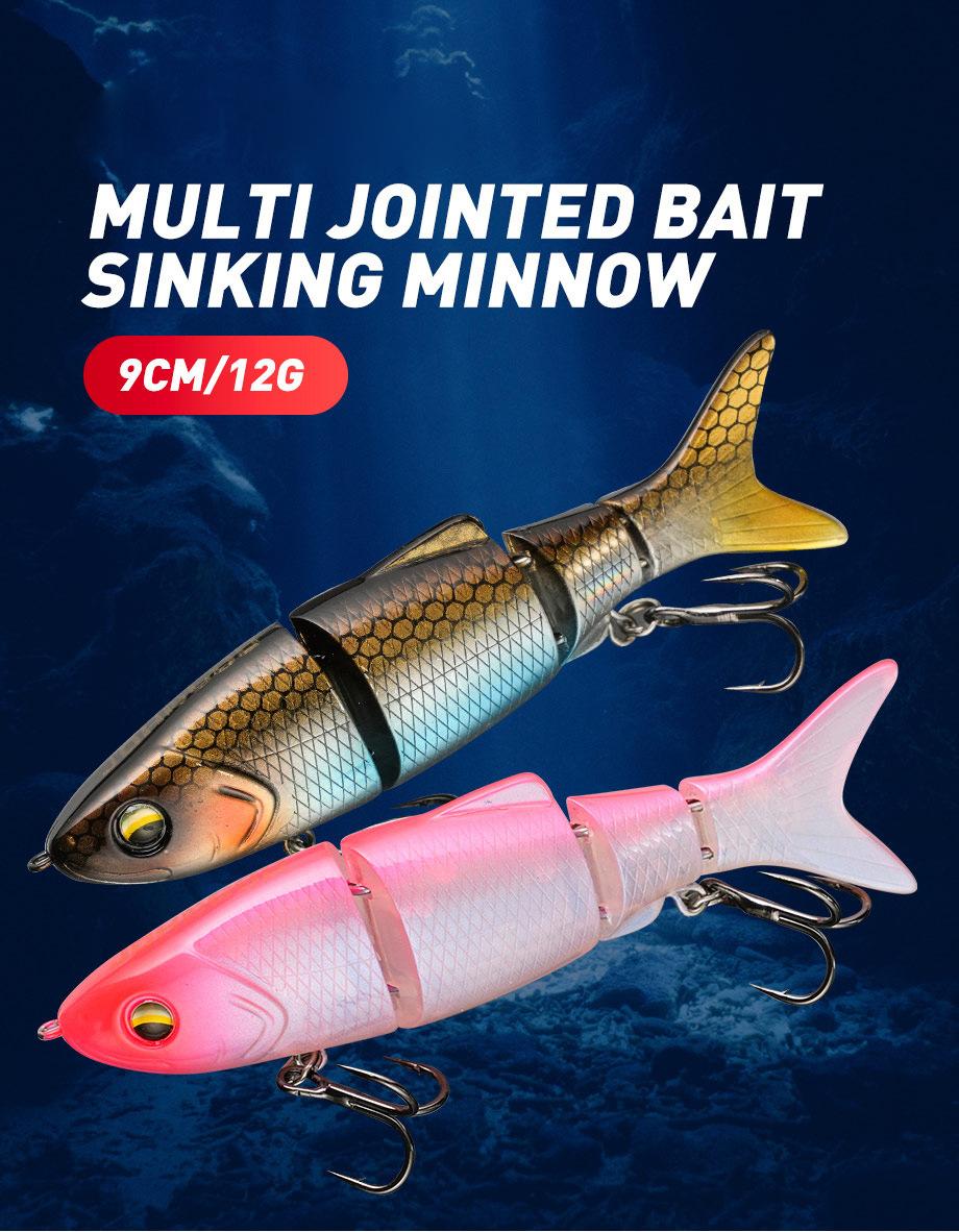 New cross-border model 9cm/12g sinking multi-section artificial fish bait for bass, snakehead, blackfish, military fish, multi-section minnow