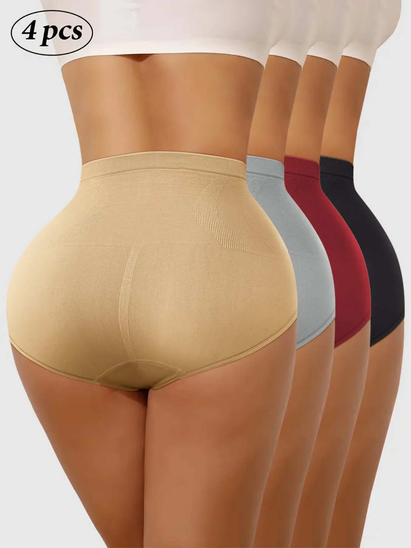 High-Waisted Seamless Shapewear Women's Triangle Panties, Soft Jacquard Pattern, Comfortable Waist Control, Breathable & Skin-Friendly