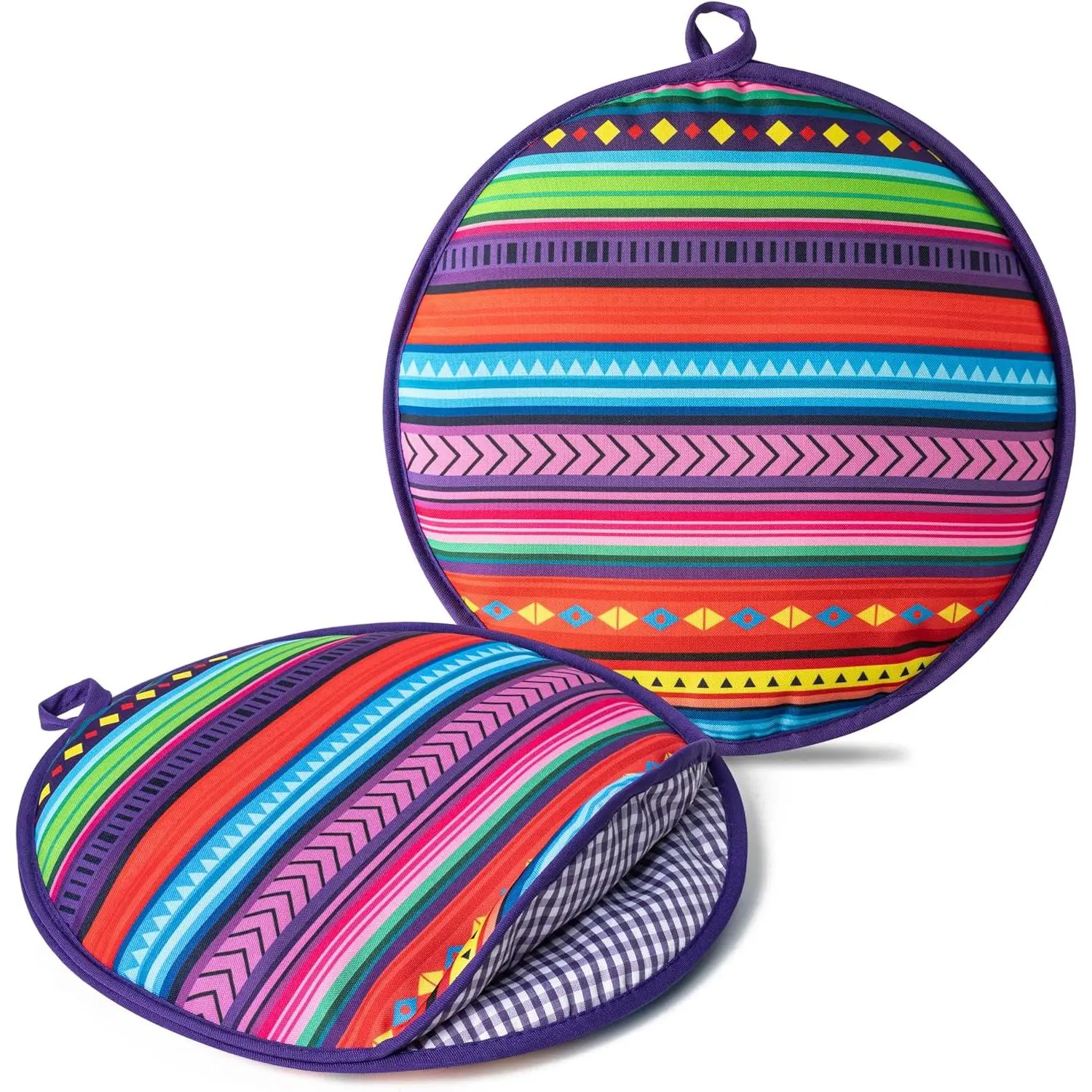12Inch Totilla Wame Pouch -2Pcs Mexican Fiesta Micowavable Insulated Cloth Pouch fo Totillas, Tacos, Naan & Pizza olls, Coloful Cinco De Mayo Fabic Totilla Keepe Taco Holde Keep  Wam