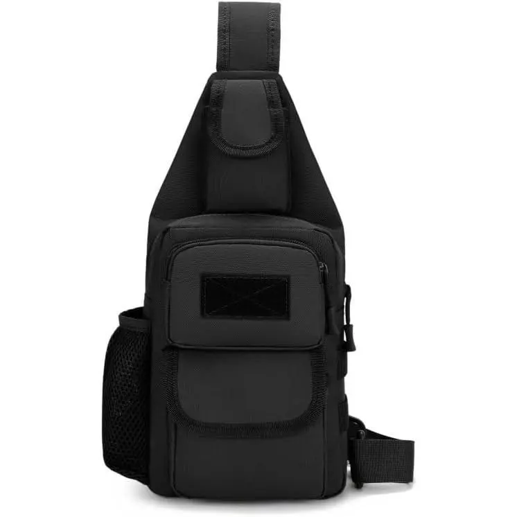 Men's 20L Adjustable Strap Sling Crossbody Backpack - Lightweight Daypack for Hiking, Travel (Black)