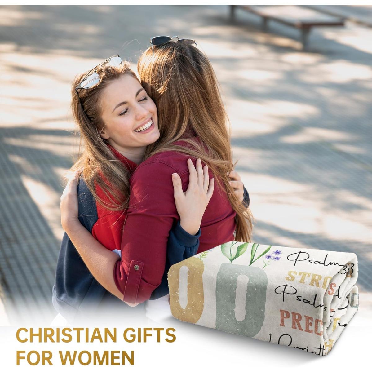 Christian God Says Scripture Floral Blanket | Inspirational Religious Gift | Perfect for Birthday Christmas Baptism Confirmation | Cozy Soft Throw for Mom Sister Friend Her