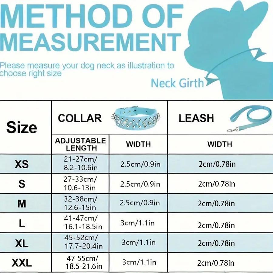 Rivet Dog Collar & Swivel Leash Set, Adjustable Pet Studs Collar, Durable Dog Walking Equipment, Fashionable Pet Walking Essentials, Dog Accessories Tools, Easter Gifts