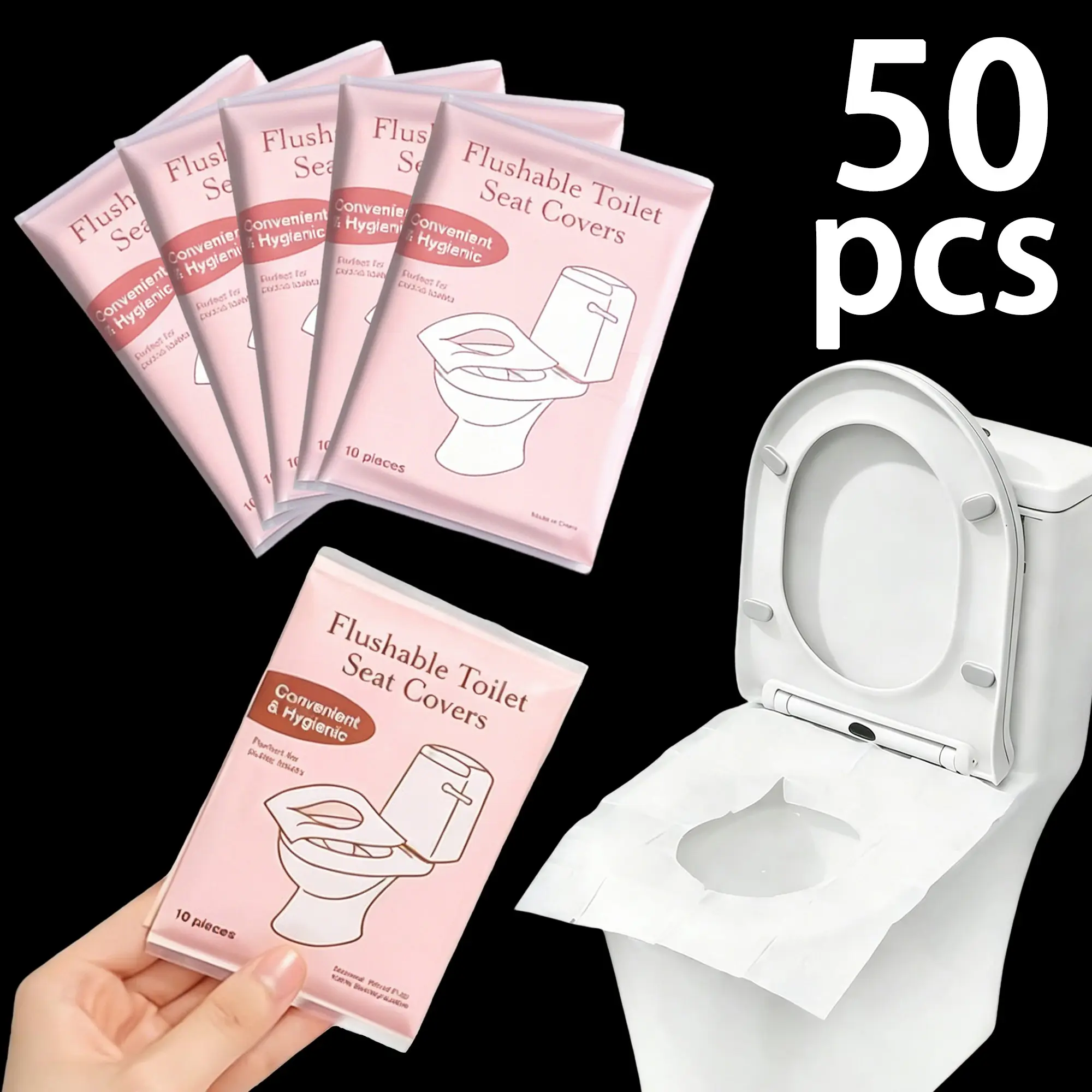Disposable Biodegradable Toilet Seat Covers, Packaging, 10 Sheets Per Pack, Portable for Travel and Hotels, Water Soluble, Universal Fit, Toilet Seat Protectors, Toilet Seat Covers for Bathroom