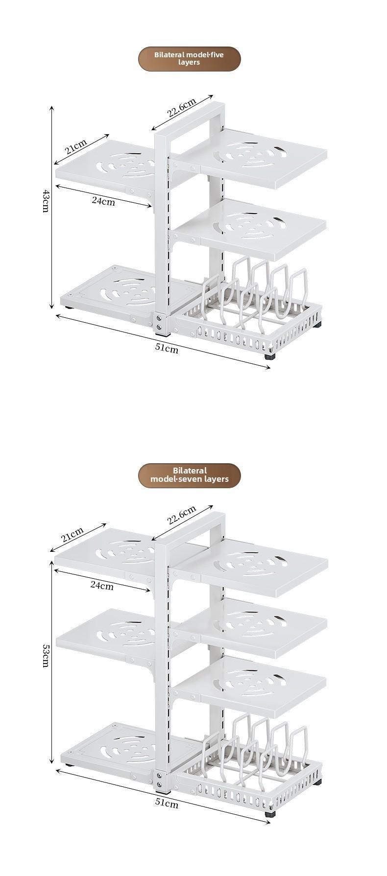 Household goods kitchen multi-functional 7-layer shelves, 304 carbon steel material, rust-proof, load-bearing strong shelves